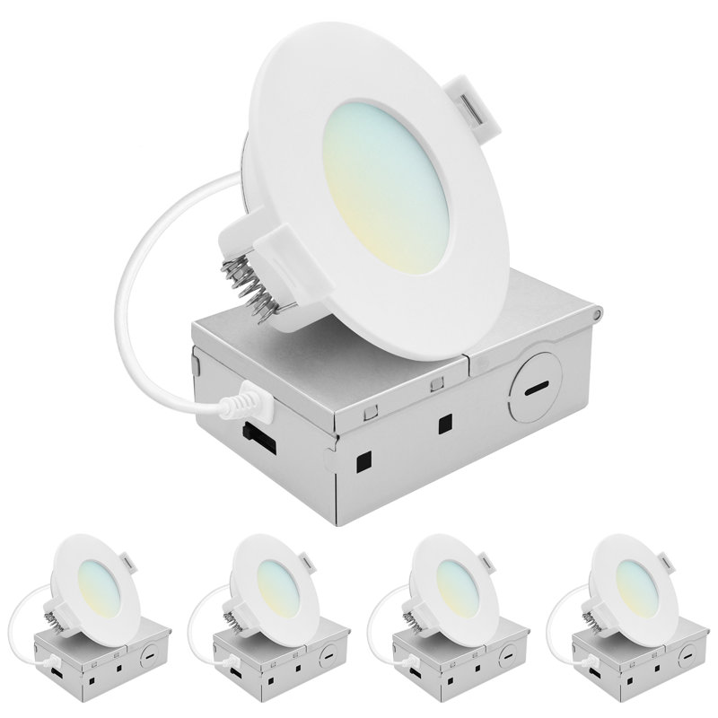 Luxrite Éclairage encastré à DEL, mini projecteur rétroéclairé ECO, 5CCT 2700K-5000K, 660LM, 8W, faisceau 100 °, intensité variable de 10% à 100%, homologué ETL