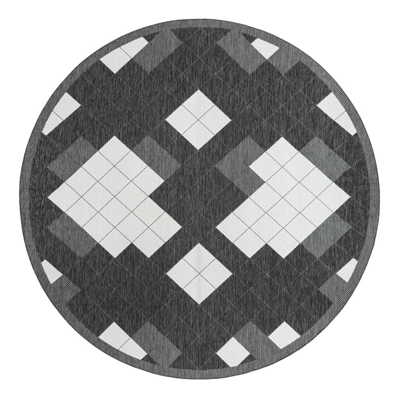 Geometric Indoor / Outdoor Rug, Round 12'