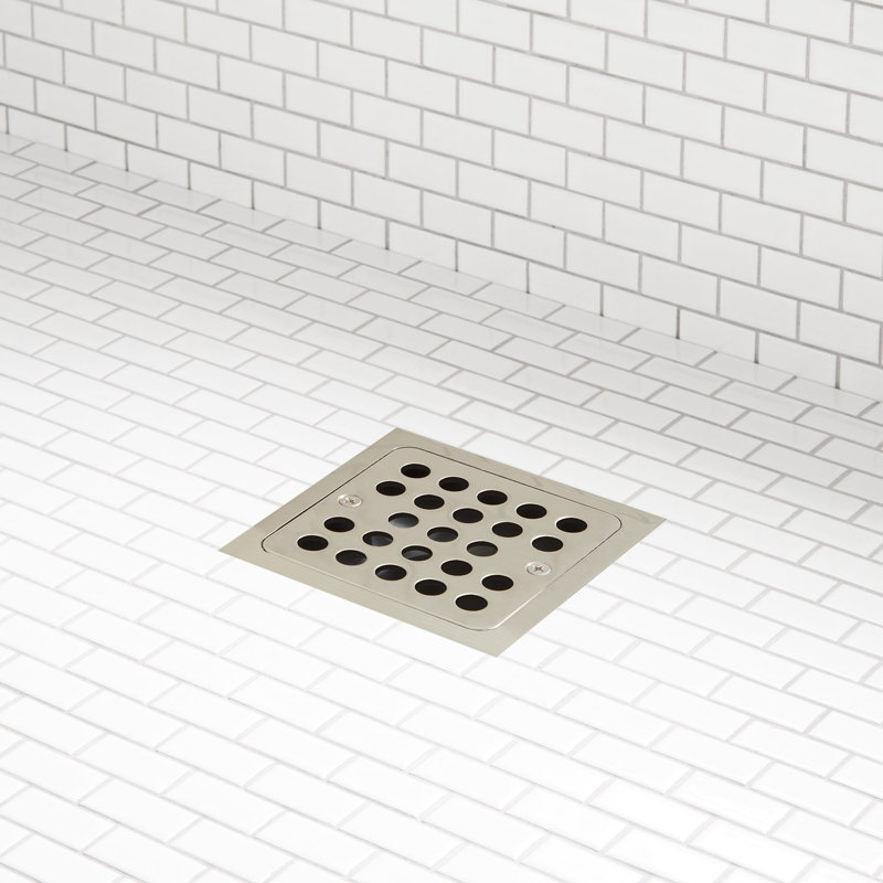 Signature Hardware Menlo Square Shower Drain, Brushed Nickel, No