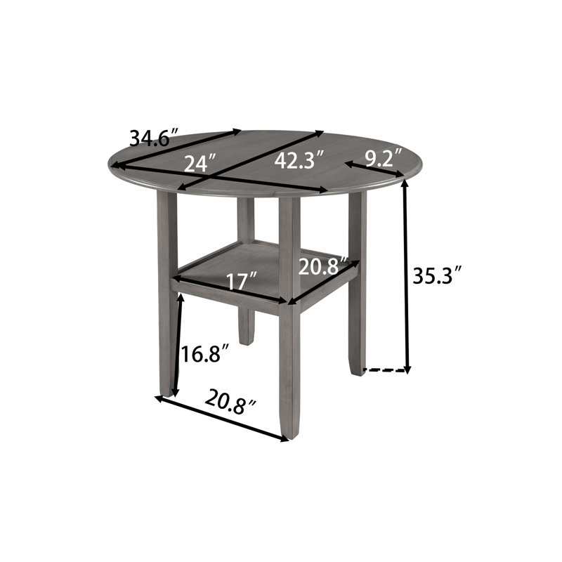 Latitude Run® Round Counter Height Kitchen Dining Table With Drop Leaf