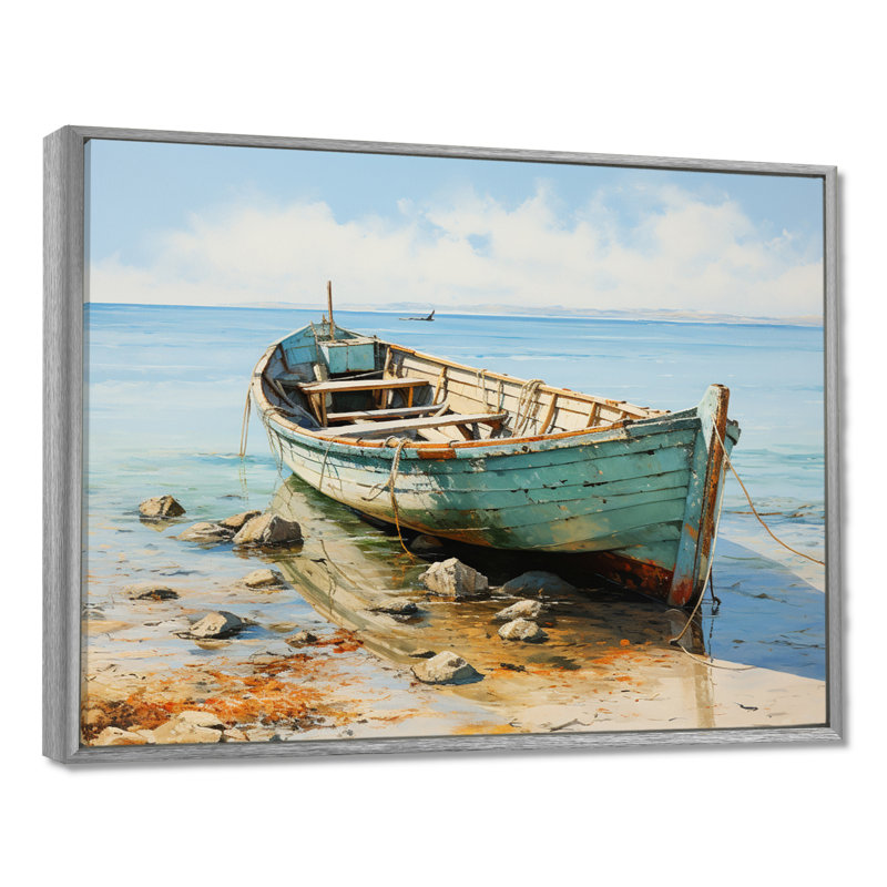 Boat Coastal Melody - Impressions encadrées, H 12 po x l 20 po x P 1 po, Encadrement argenté