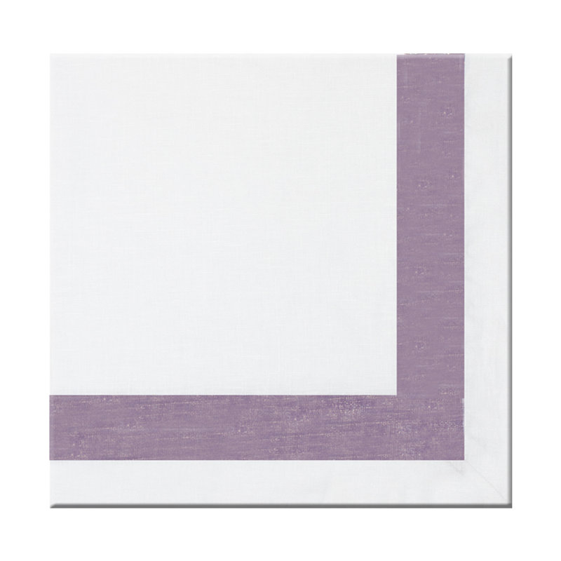 Shimmer New Border Linen Napkin, Light Purple/White
