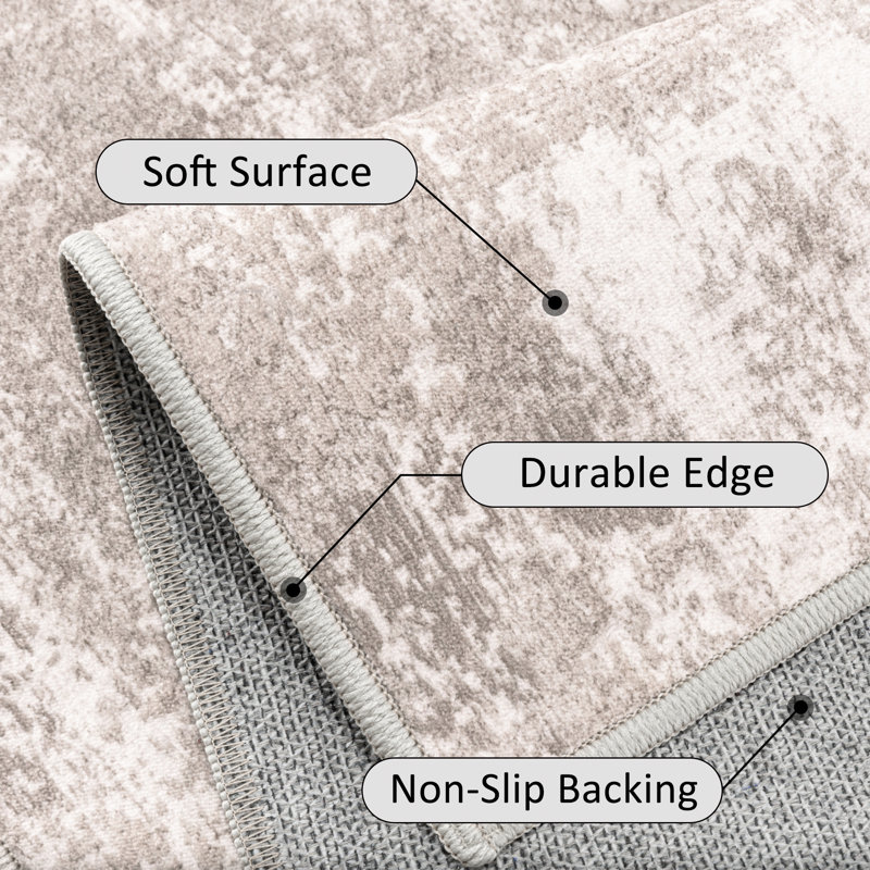 Elroy Amot Modern Abstract Machine Washable Area Rug with Non-Slip Backing, Rectangle 6' x 9'