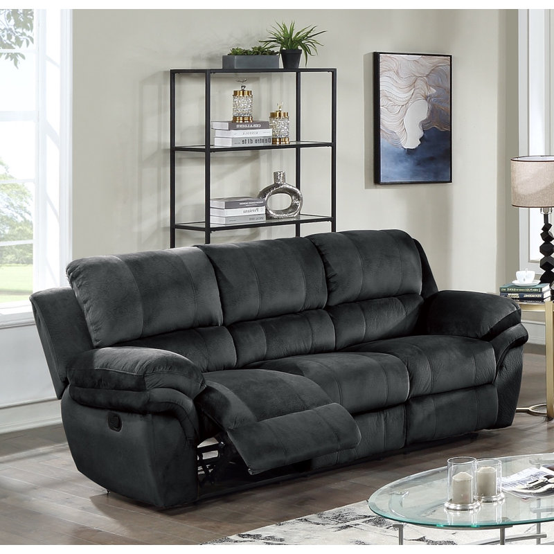Upholstered 92'' Reclining Sofa, Power, Chocolate Microfiber/Microsuede