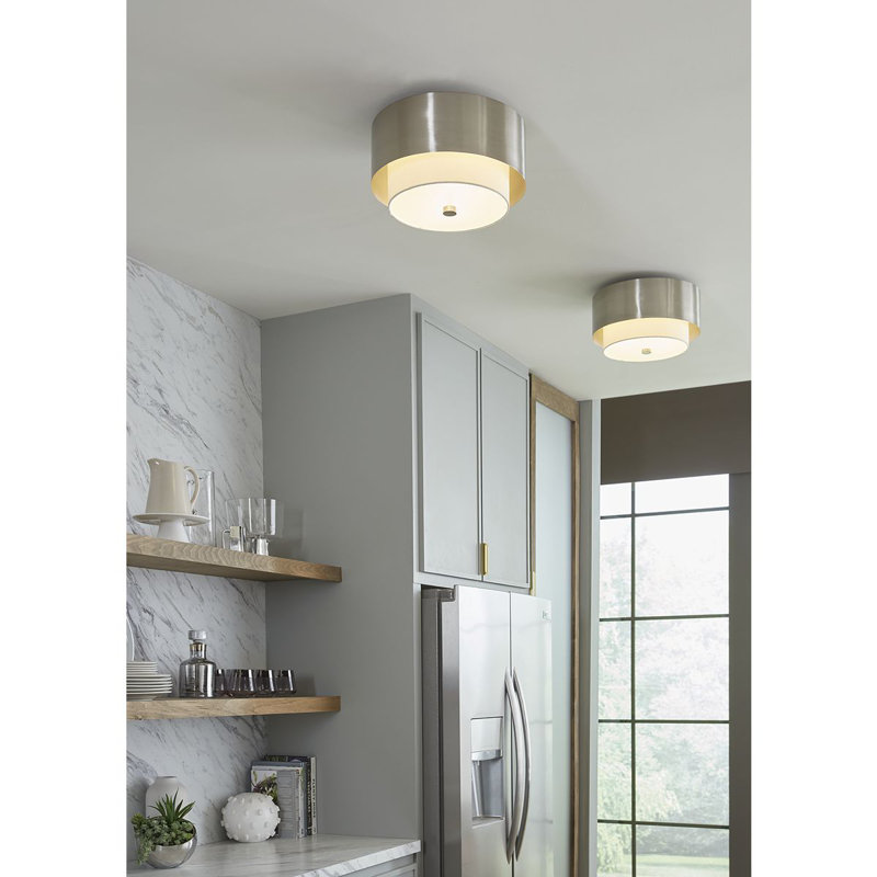Plafonnier encastré en tissu Eutaw, Nickel brossé
