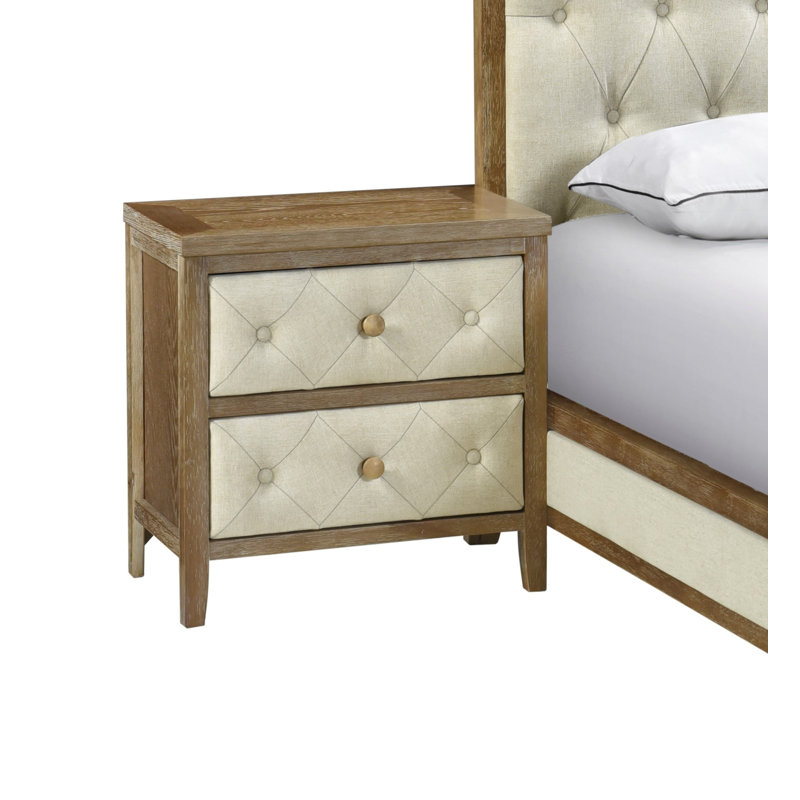 Nightstand, Walnut/Beige