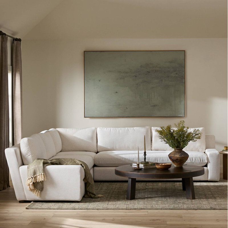 Yelena 3PC Sectional-Surrey Olive, Nomad Snow Performance Crypton
