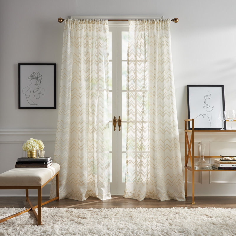 Paire de rideaux transparents Simone, Beige, L 50 po x L 84 po