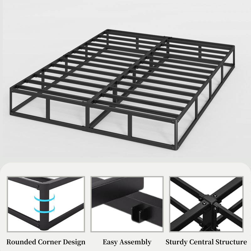 Chic 10-inch Black Matte Metal Spring Box With Easy Assembly, King