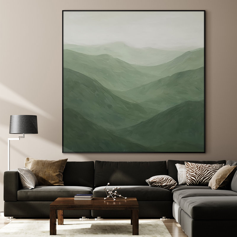 Très grand art mural imprimé sur toile - Paysage de montagne abstrait, œuvre d'art pour le salon ou la chambre à coucher - «Assemblage requis du cadre (cadre non fini)»