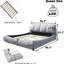 Lit plateforme gris avec rembourrage de forme et base en bois rembourré-1644363683-1644363685