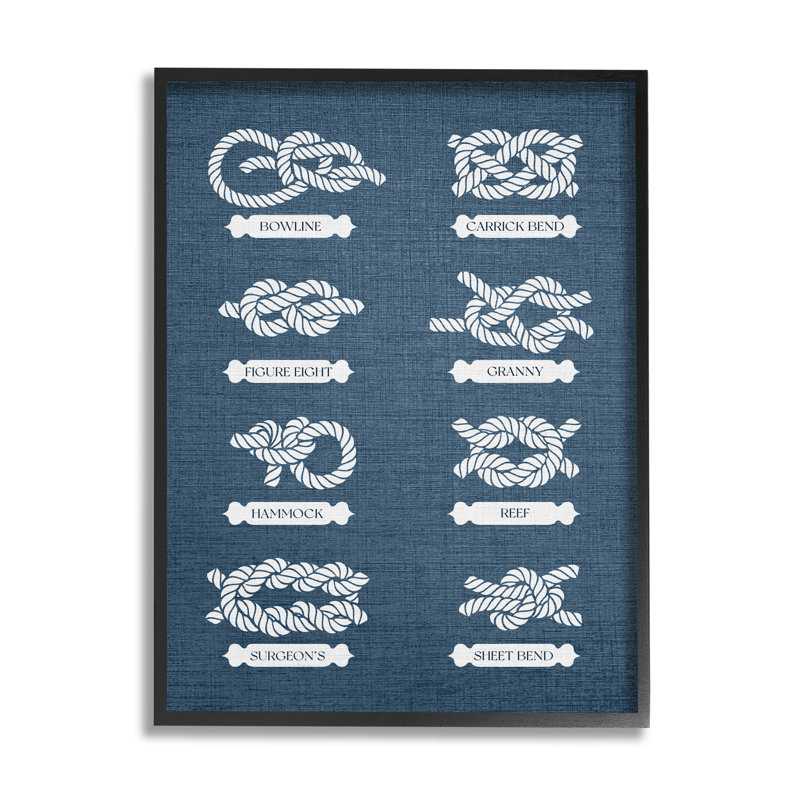 Bb-405-encadré maritime corde nœuds encadré sur bois par Lil 'Rue, art textuel, Giclée encadrée noir minuit