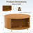 Round Coffee Table with Storage, 31.5" Mid Century Modern Coffee Table with 360° Curved Sliding Door-1279393445