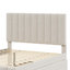Lit plateforme tapissier double avec lit gigogne simple et 3 tiroirs, tissu en lin-2044452304