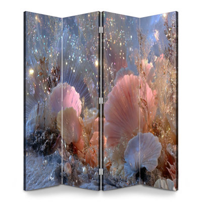 Paravent 4 panneaux pliant Royal Serene Seafloor Fantasy Iridescent Marine Life