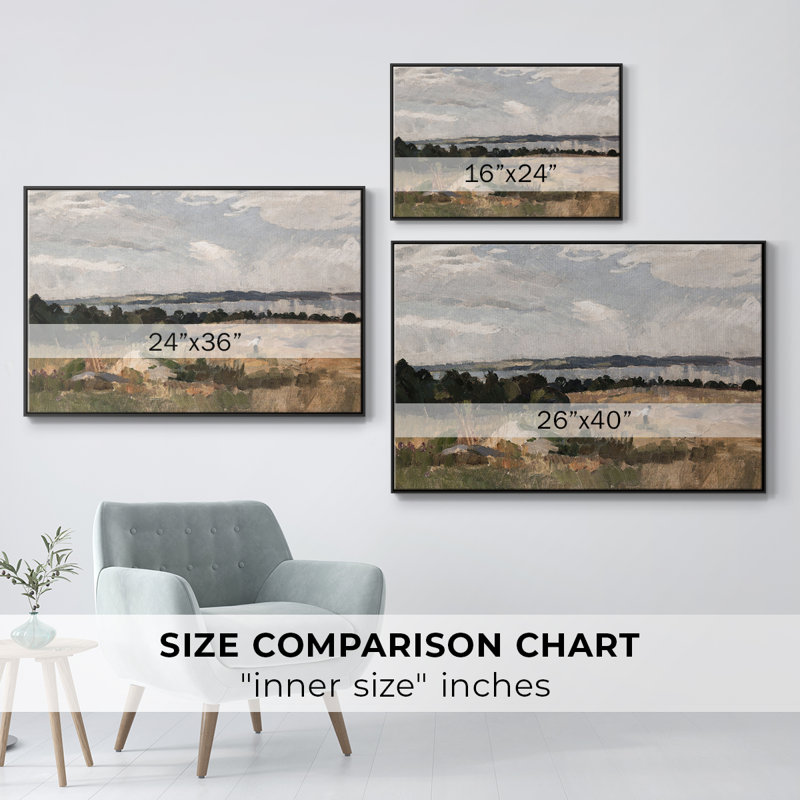 Paysage rétro - CMXLII, H 27 po x l 41 po x P 2 po, Toile avec cadre flottant noir