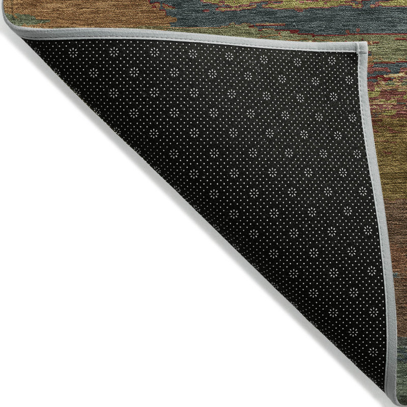 Terracotta and Multicolor Synthetic Flat Woven Runner Rug