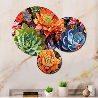 «Colorful Succulents Succulent Whimsy II», ensemble d'impressions d'art mural en métal floral