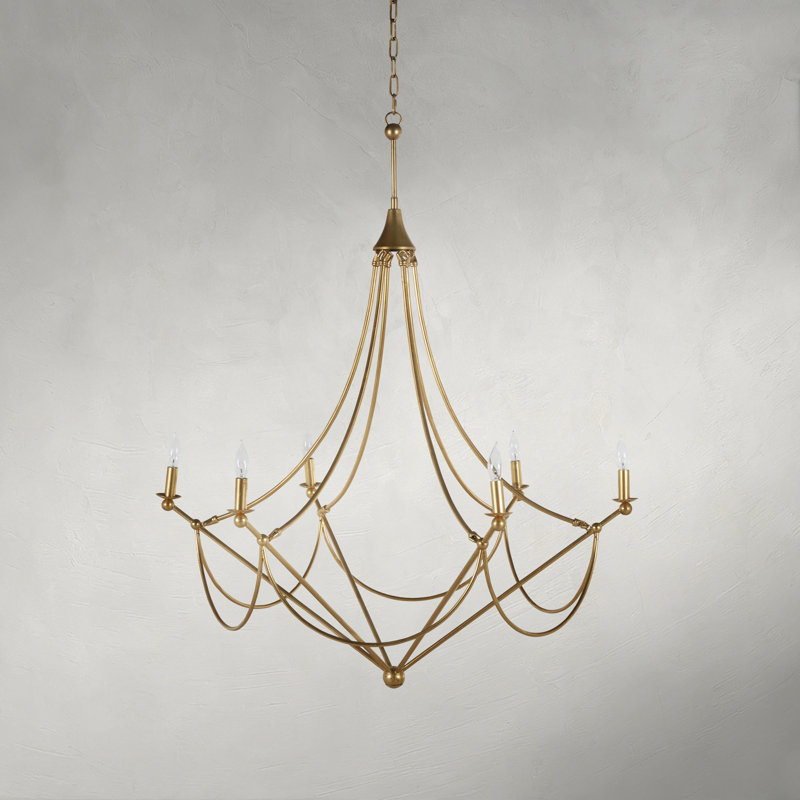 Miles 6 - Light Candle Style Chandelier, Vintage Gold