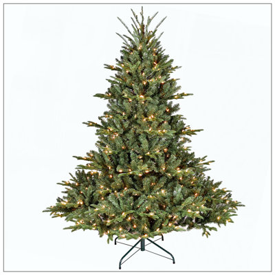 Arbre de Noël pleine forme avec 1 100 lumières UL - branches mixtes en PE / PVC, 3451 pointes, base large pour les espaces spacieux, structure à charnières, support en métal stable
