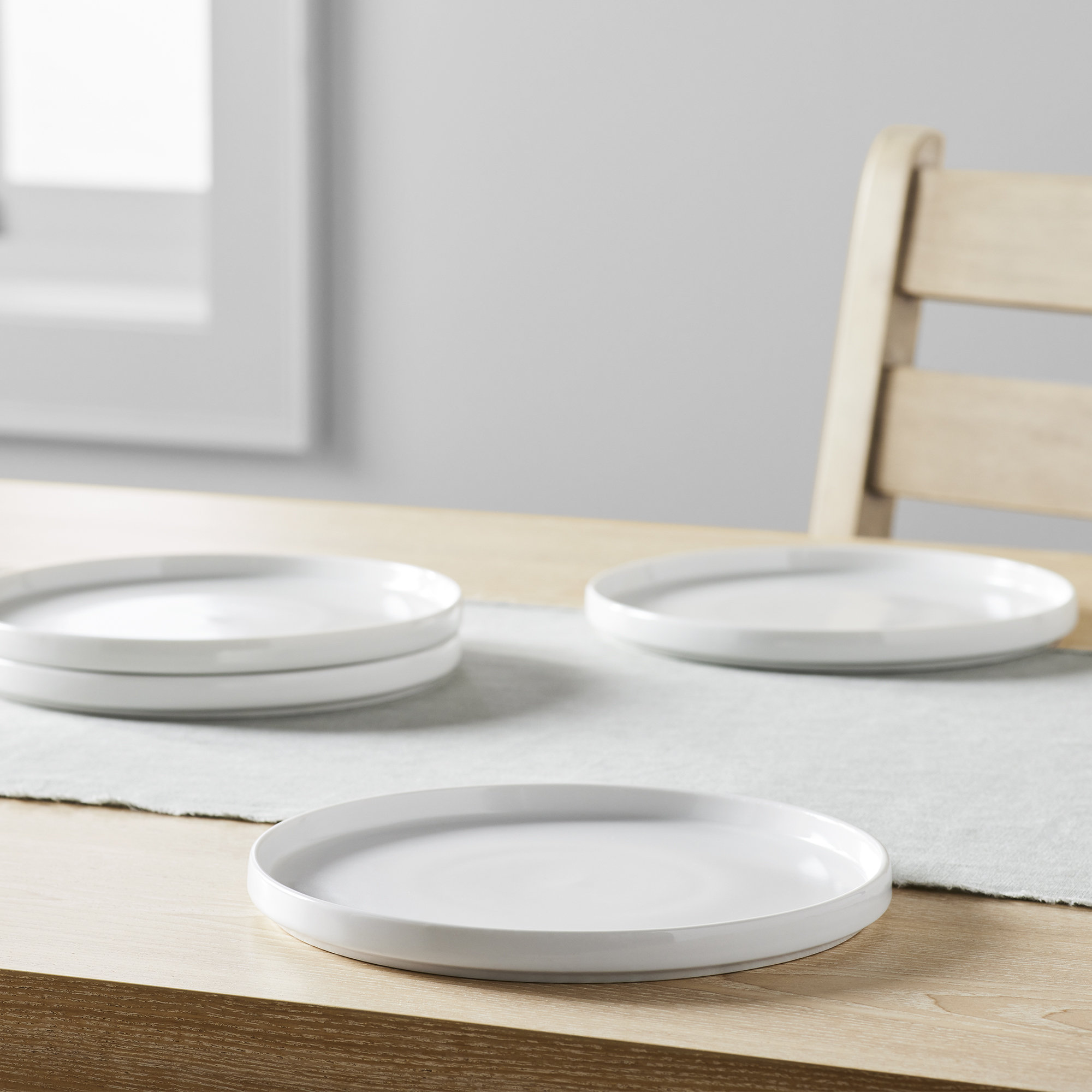 Izie Straight Lip Stoneware Salad Plate, White