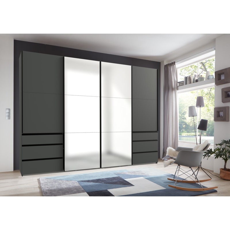 Guardino 4 Door Wardrobe, Graphite, 216cm H x 300cm W x 65cm D