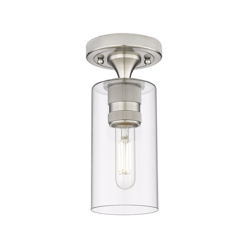 Plafonnier encastré 1 lumière Crown Point, Clair, H 9,63 po x l 4 po X P 4,5, Nickel satiné
