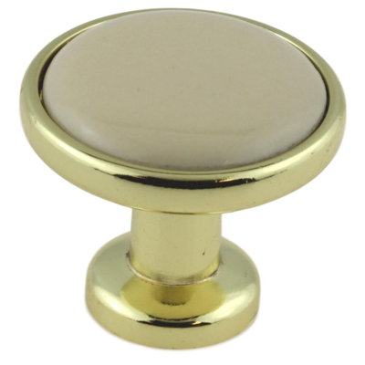 (Paquet de 5) Bouton élégant en laiton poli avec centre en céramique amande de 1-3 / 16 po