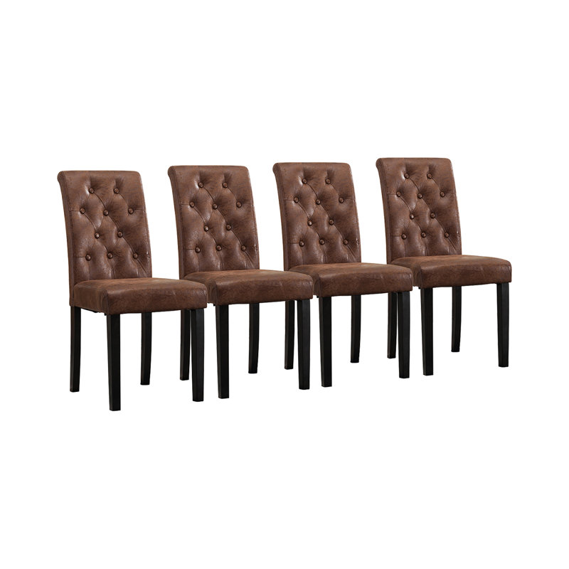 Brainard 46cm H Tufted Upholstered Side Chair, Brown, 4