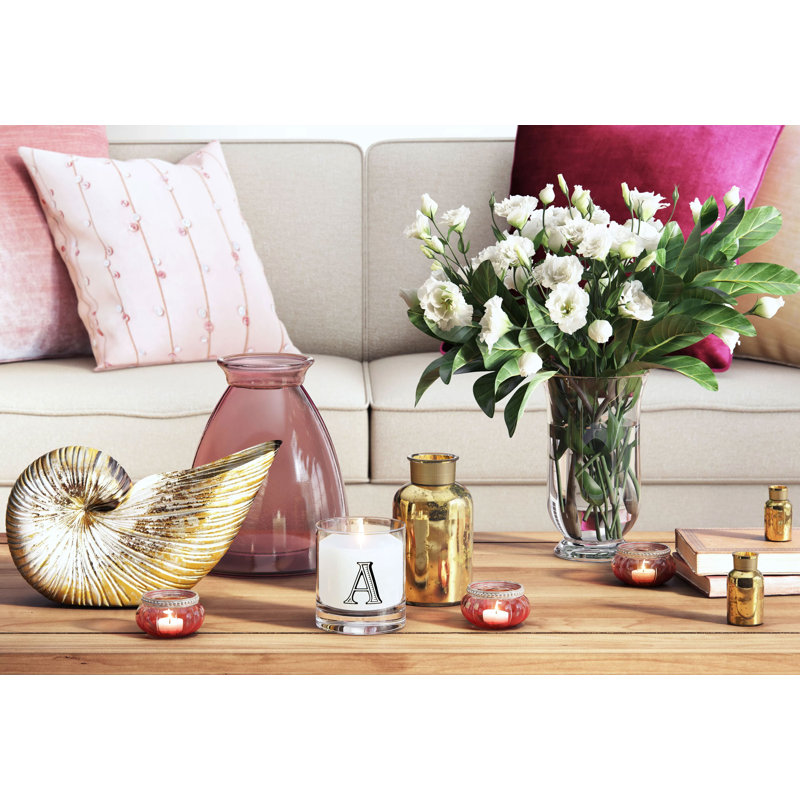 4 Piece Glass Tabletop Tealight Holder Set, Pink