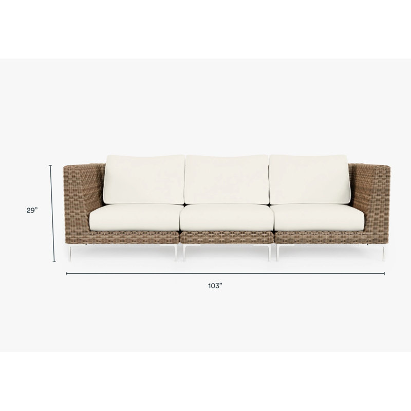 Brown Wicker Outdoor Sofa - 3 Seat, Palisades Cream