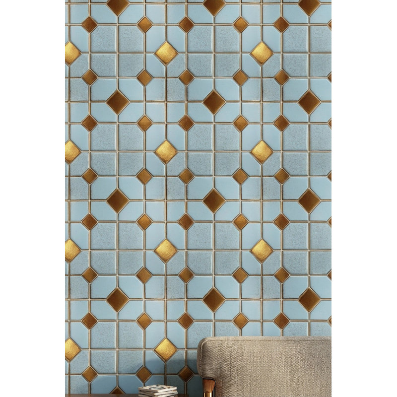 Papier peint géométrique à motif de treillis géométrique amovible, Non tissé, non collé