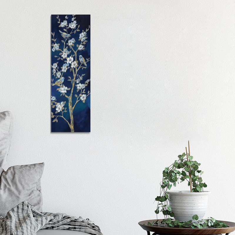 Indigo Spring II by Nan - Panoramic Painting on Canvas, 121.92 cm H x 40.64 cm W x 3.175 cm D, Wrapped Canvas
