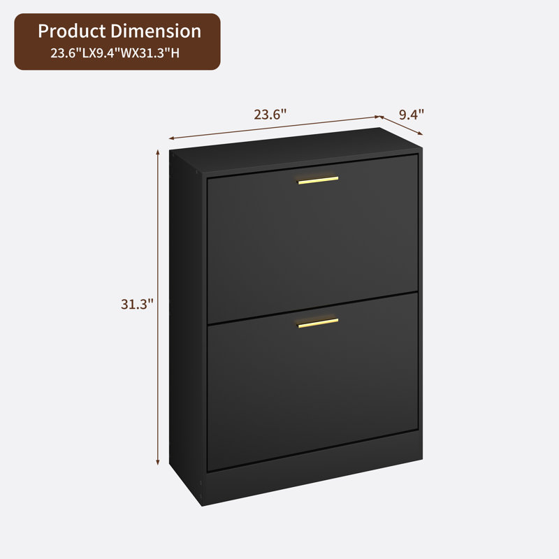 24 Pair Narrow Flip Shoe Storage Cabinet, Waterproof Entryway Shoe Organizer with Adjustable Shelves, Black