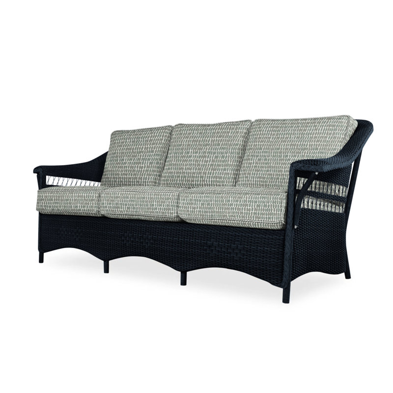 Nantucket Outdoor 3 - Seat Patio Sofa, Hansen Sky, Ebony