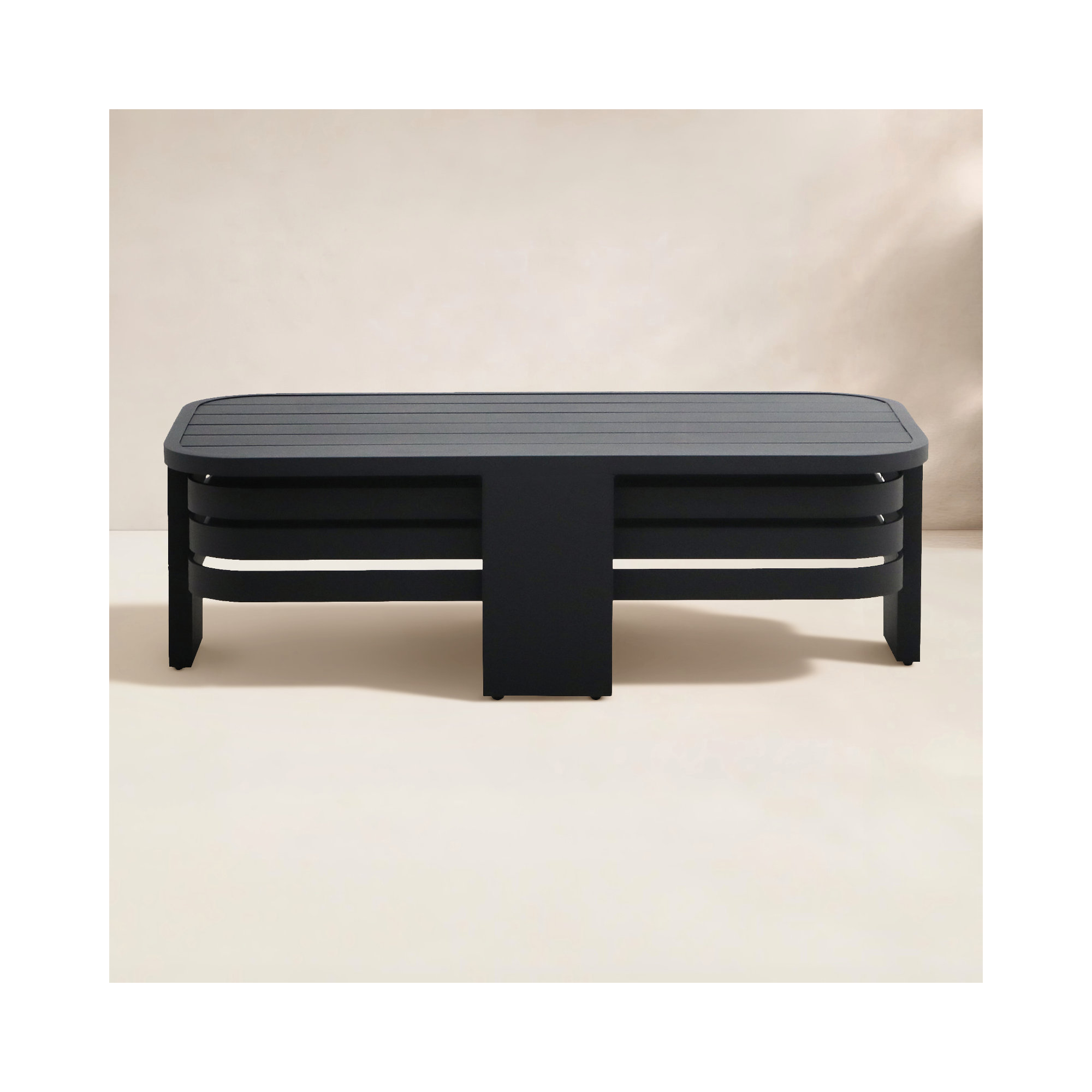 Ari 47" Aluminum Outdoor Coffee Table, Aluminum, Black