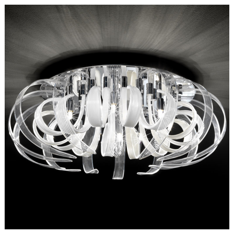 Willett Acrylic Flush Mount, White and smoke