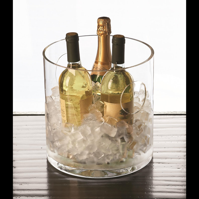 Polish Glass Round Ice Bucket with Cut Side Holes