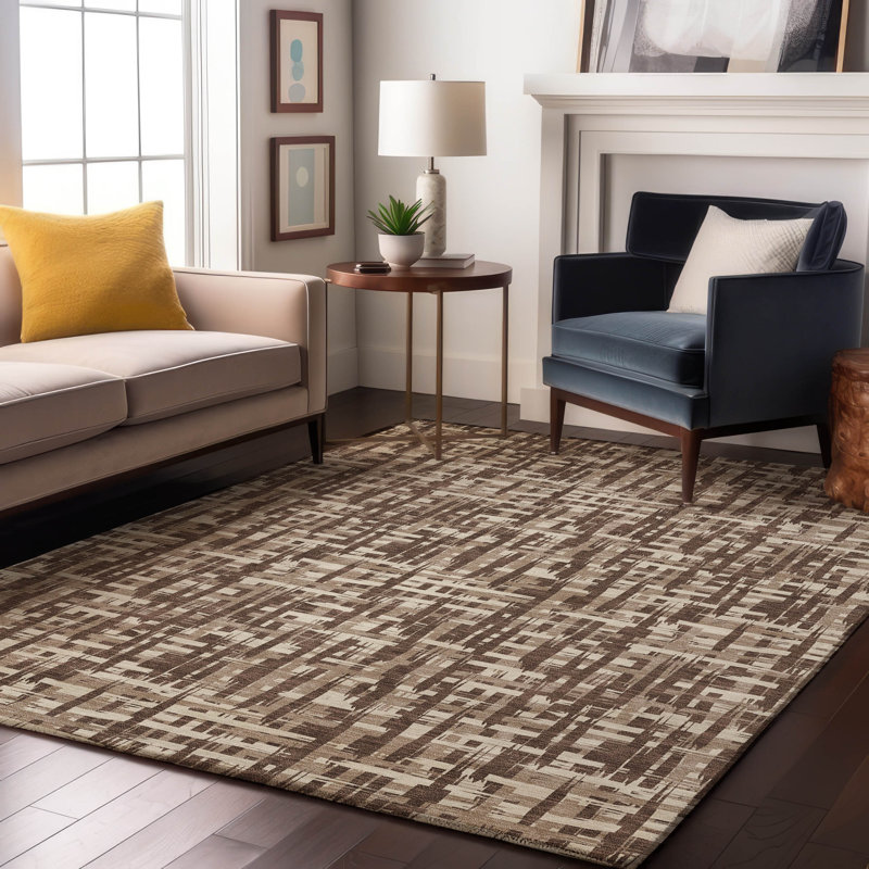 Premium Machine Washable Crumley AMF1059 Lines Rug_AMF1059BR, Rectangle 10' x 14'