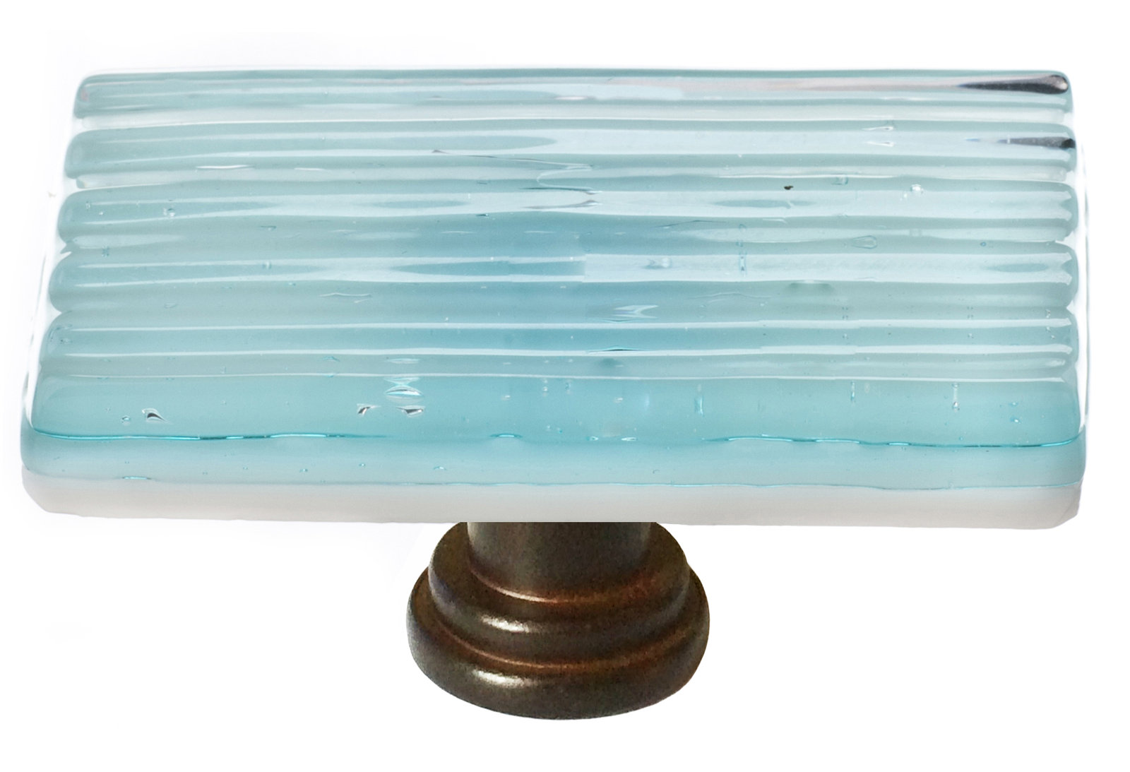 Oversized 1'' Length Rectangle Knob, Oil Rubbed Bronze, Light Aqua Reed
