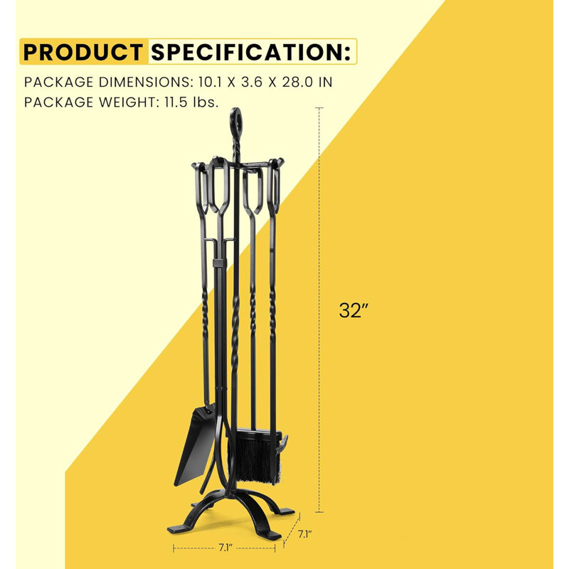 Medeeha Iron Fireplace Tool Set