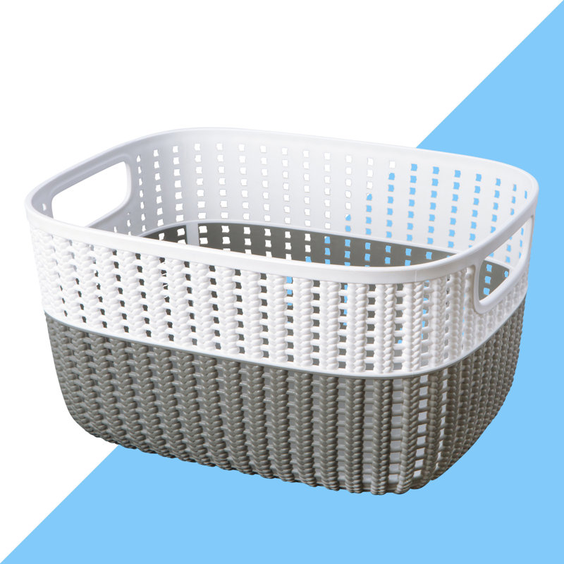 Simplify Polypropylene Decorative Basket, 6" H x 9" W x 11" D, Grey, 1