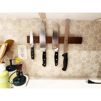 Porte-couteaux magnétique en bois de frêne 9,7 po