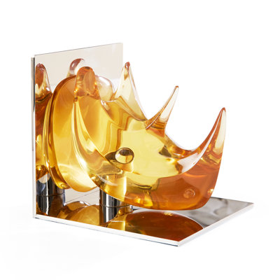 Acrylic Rhino Bookend Set