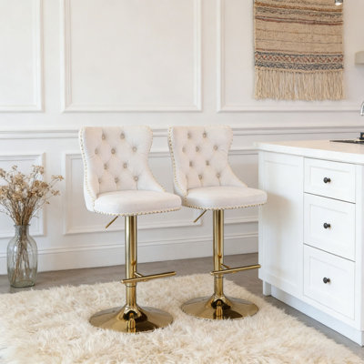 Tabourets de bar pivotants en velours