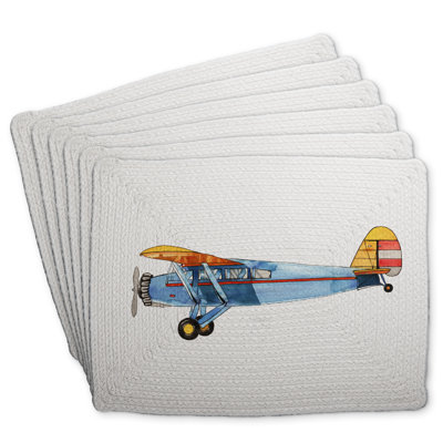 Small Blue Plane Braided Polyester Andaluss (Set of 6)