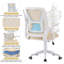 Ensemble de bureau d'ordinateur de coin 2 pièces et chaise de bureau ergonomique en filet, poste de travail de bureau en L avec tablettes de rangement et fauteuil de travail pivotant réglable avec roulettes, bureau d'écriture peu encombrant pour la chambre à coucher, les jeux et les petits bureaux