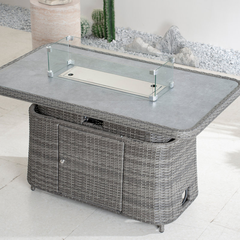 Ebba Aluminum Adjustable Height Fire Pit Table, Gray