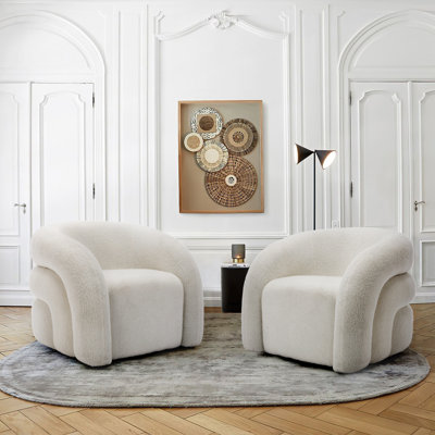 Aunna Upholstered Modern-style Swivel Barrel Accent Chair Full Assembled