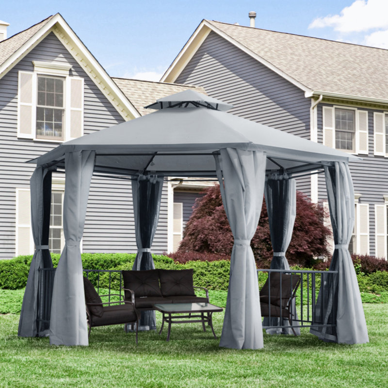 13 Ft. W x 13 Ft. D Steel Vault Gazebo, Gray